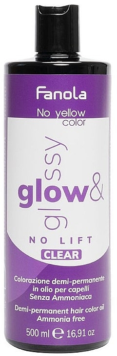 Прозрачная демиперманентная краска для волос на масляной основе - Fanola No Yellow Glow & Glossy Clear — фото N1