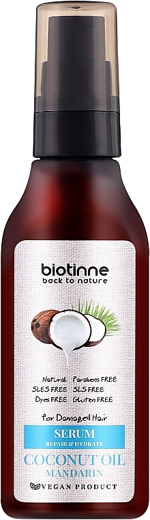 Сыворотка для волос "Кокосовое масло и мандарин" - Biotinne Coconut Oil Mandarin Serum — фото N1