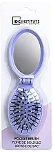 Щітка для волосся з дзеркальцем, фіолетова - IDC Institute Pocket Pop Out Brush With Mirror (блістер) — фото N1