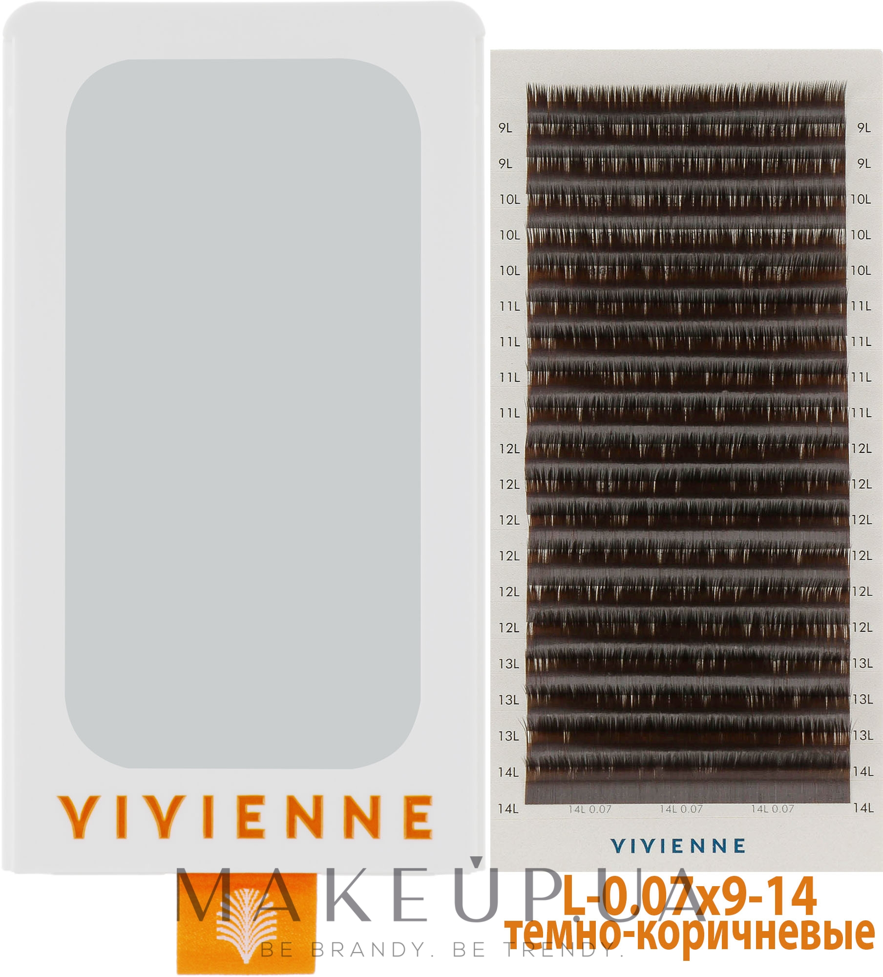 Ресницы "Elite", темно-коричневые, 20 линий (органайзер) (mix, 0,07, L, (9-14)) - Vivienne — фото 1уп