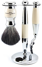 Духи, Парфюмерия, косметика Набор для бритья - Edwin Jagger Imitation Ivory & Chrome 3 Piece Mach3 Set Black Synthetic