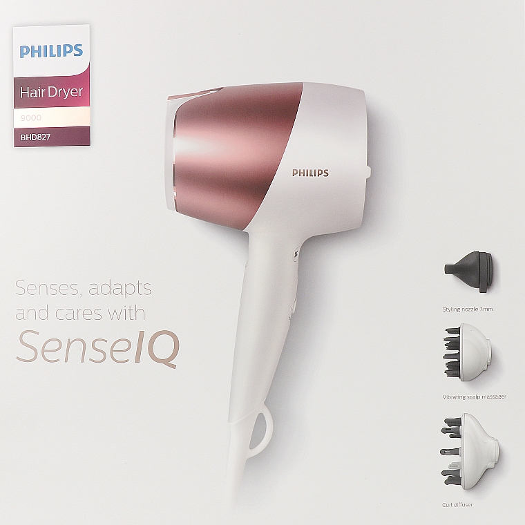 Фен для волос - Philips SenseIQ BHD827/00  — фото N2