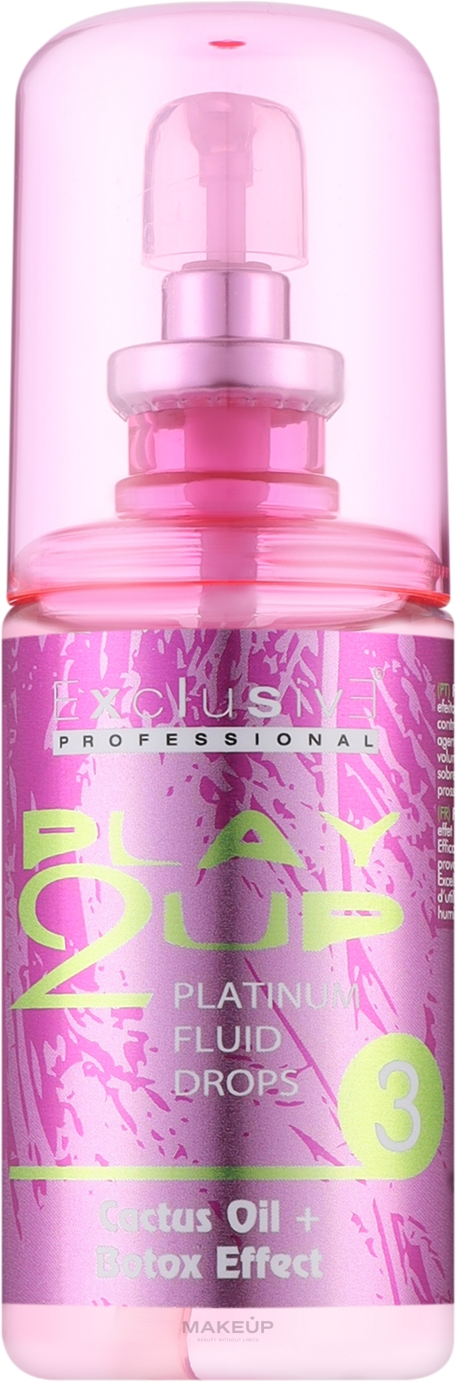 Флюїд для блиску волосся "Масло кактуса та ефект ботокса" - Exclusive Professional Play2Up Platinum Fluid Drops  — фото 80ml