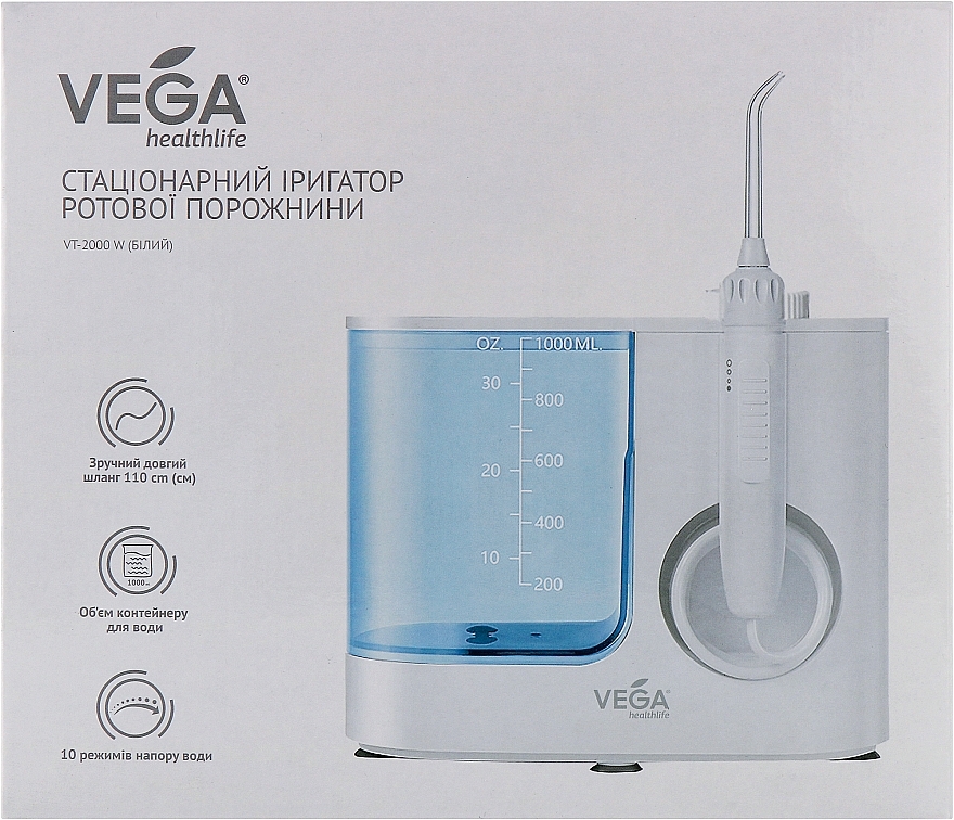 Стационарный ирригатор ротовой полости, VT-2000 W, белый - Vega — фото N1