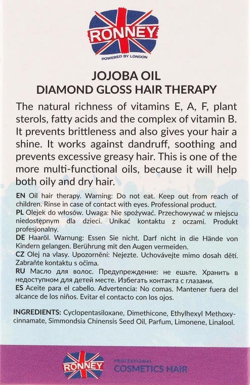 Олія жожоба для волосся - Ronney Jojoba Oil Diamond Gloss Hair Therapy — фото N3