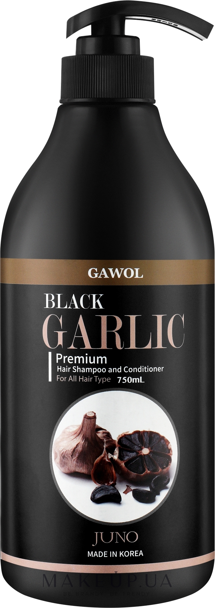 Шампунь-кондиционер для волос с экстрактом черного чеснока - Juno Gawol Premium Black Garlic Hair Shampoo & Conditioner — фото 750ml