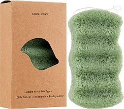 Спонж для умывания конжаковый "Волна", зеленый чай - Cosmo Shop Konjac Sponge Craft Box — фото N2