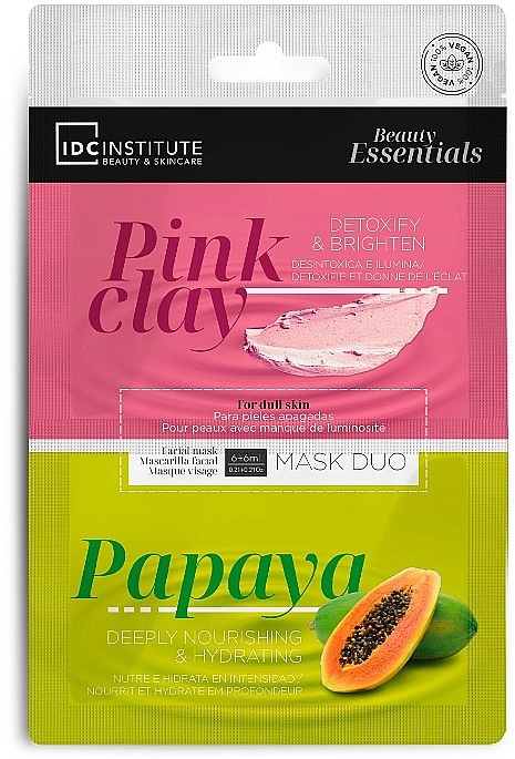 Двойная маска с розовой глиной и папайей - IDC Institute Face Mask Duo Pink Clay & Papaya — фото N1