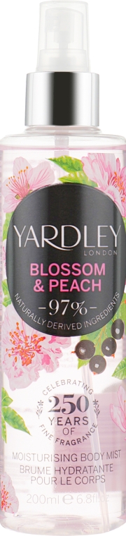 Спрей для тела - Yardley Blossom & Peach Moisturising Fragrance Body Mist — фото N1