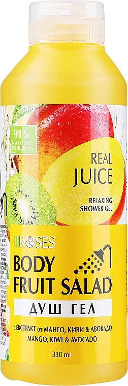 Гель для душа "Манго, авокадо, киви" - Nature of Agiva Roses Body Fruit Salad Shower Gel — фото N2