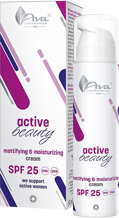 Матувальний і зволожувальний крем для обличчя - Ava Laboratorium Active Beauty Mattifying & Moisturizing Cream SPF 25 — фото N1