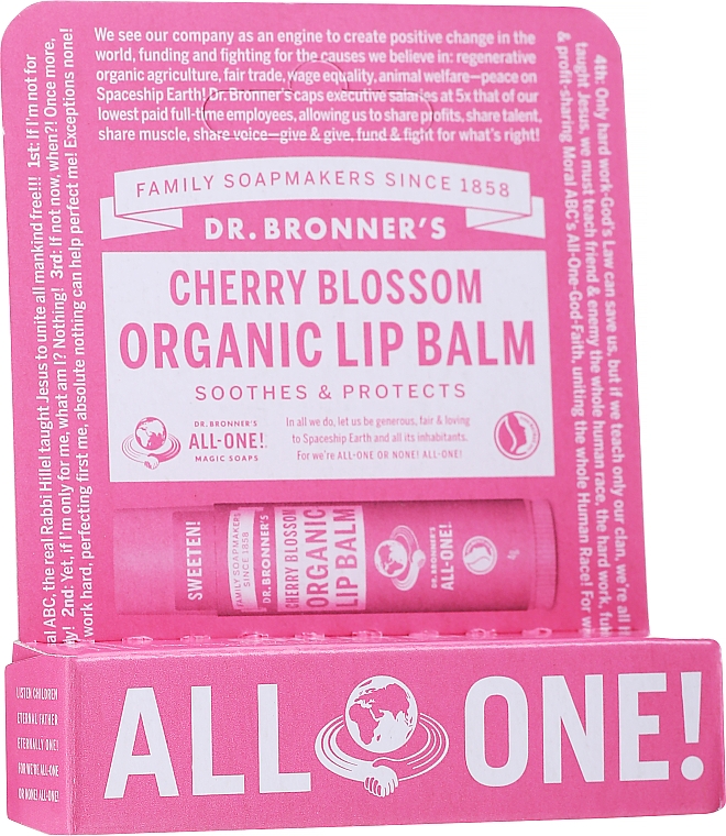 Органічний бальзам для губ "Квітуча вишня" - Dr. Bronner's All-One! Cherry Blossom Organic Lip Balm — фото N2