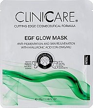 Духи, Парфюмерия, косметика Осветляющая тканевая маска с 0,5% гиалуроновой кислотой - ClinicCare Hyal Egf Glow Mask With 0.5% HA