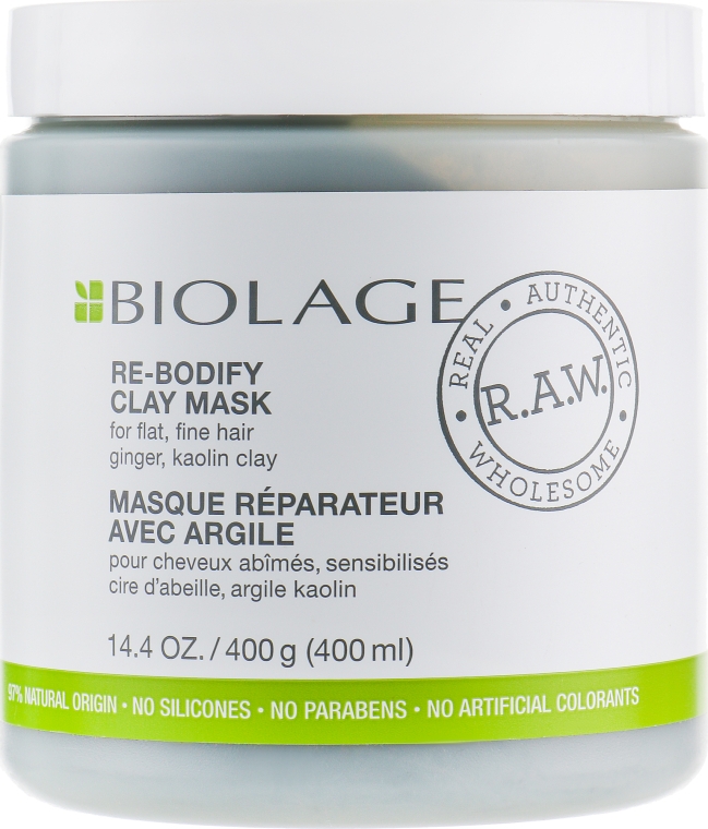 Маска для волос - Biolage RAW Re-Bodify Clay Mask — фото N1