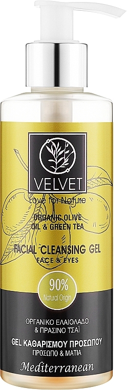 Очищающий гель для лица и глаз - Velvet Love for Nature Organic Olive & Green Tea Face Gel — фото N1