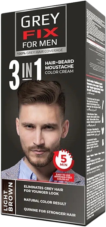 УЦЕНКА Крем-краска для мужчин - Greyfix For Men 3 In 1 Hair Beard Moustache Color Cream * — фото N1