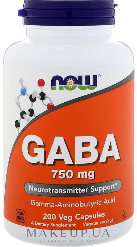 Капсули GABA 750 мг - Now Foods GABA 750 mg — фото 200шт