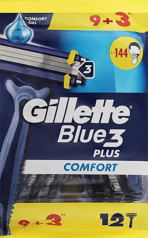 Набір одноразових станків для гоління, 12 шт. - Gillette Blue 3 Comfort