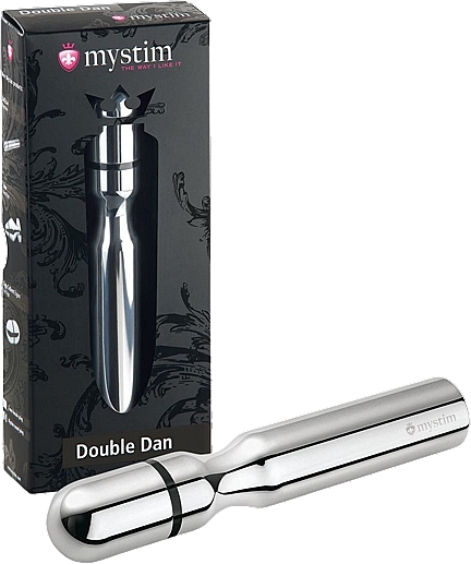 Фалоімітатор з електростимуляцією - Mystim Ballzac Metal Double Dan Dildo — фото N1