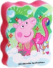 Мочалка банна дитяча "Свинка Пеппа", Пеппа та фламінго, червона - Suavipiel — фото N1