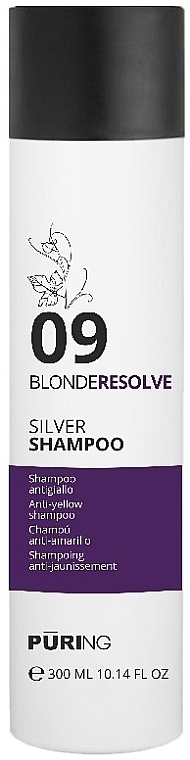 Шампунь для нейтралізації жовтих відтінків - Puring 09 Blonde Resolve Silver Shampoo — фото N1