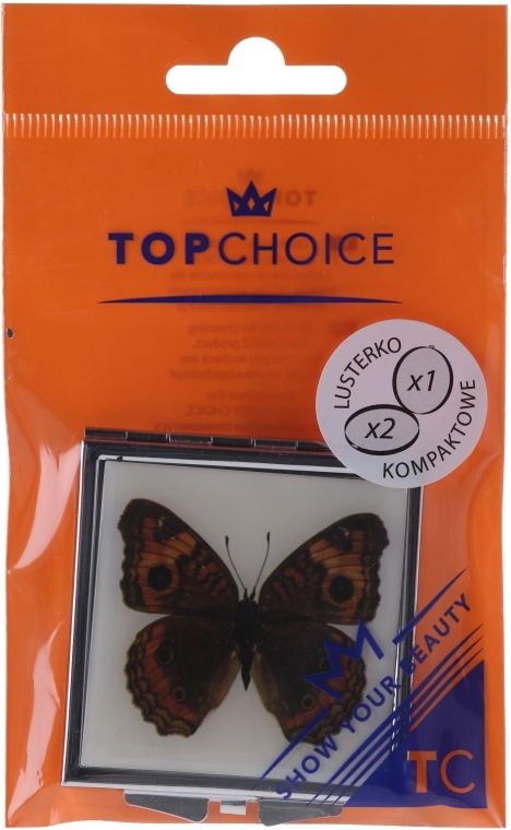 Зеркальце косметическое, "Бабочки" 85420, коричневое - Top Choice — фото N1