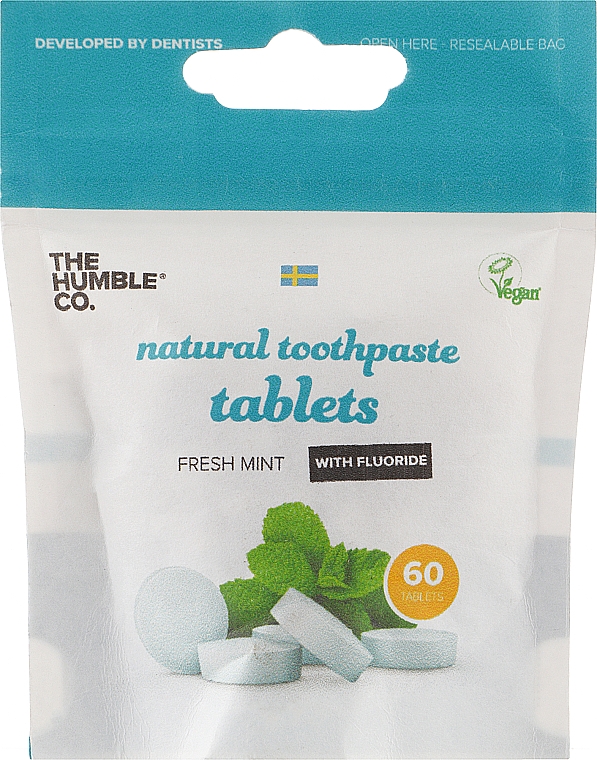 Таблетки для чистки зубов - The Humble Co Natural Toothpaste Tablets Fresh Mint with Flouride — фото N1
