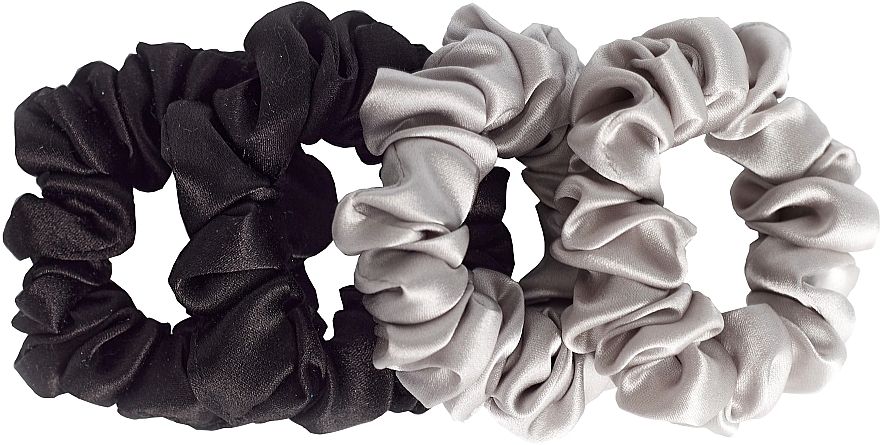 Набор резинок из натурального шелка, размер S, черная+серая - de Lure Scrunchie Set 
