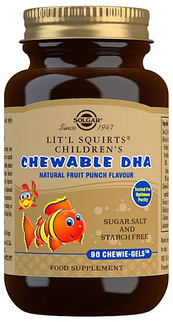 Харчова добавка "Дитячі жувальні вітаміни" - Solgar Lit'l Squirts Children's Chewable DHA Chewie Gels — фото N1