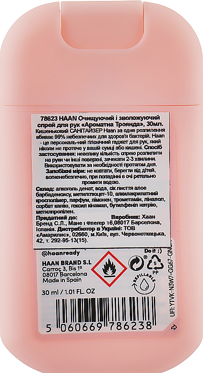 Антисептик для рук "Ароматна троянда" - HAAN Hydrating Hand Sanitizer Bright Rose — фото N2