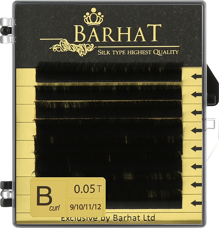Накладні вії B 0,05 мм MIX (9-10-11-12 мм), 8 ліній - Barhat Lashes — фото N1