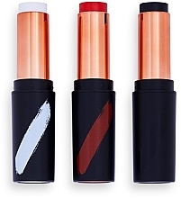 Набір стіків для макіяжу - Makeup Revolution Creator Fast Base Paint Stick Set White, Red & Black — фото N2