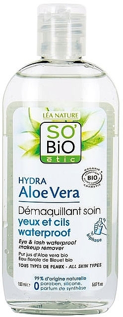 Средство для демакияжа - So'Bio Etic Hydra Aloe Vera Extra-gentle Eye & Lash Waterproof Makeup Remover — фото N1