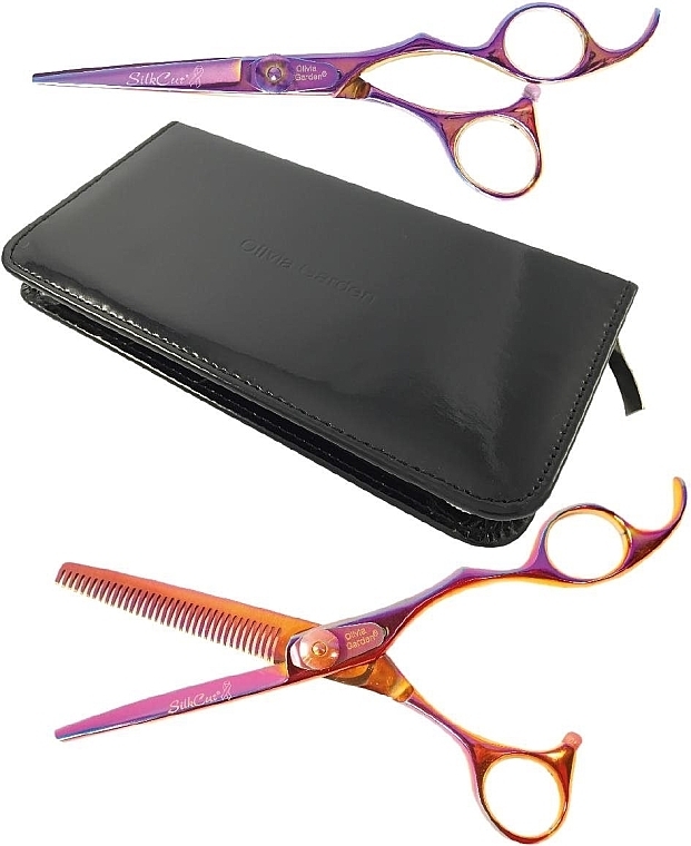 Набор - Olivia Garden SilkCut Rainbow Edition Hairdressing Scissors Set 575 + 635 — фото N1