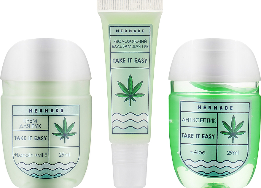 Подарунковий набір - Mermade Take It Easy (h/antiseptic/29ml + lips/balm/10ml + h/cr/29ml) — фото N2