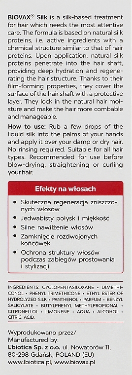 Спрей для волос с протеинами шелка для блеска и мягкости волос - Biovax Silk Sprey  — фото N4