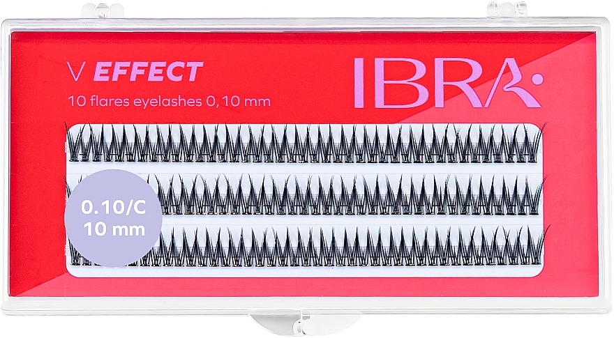 Пучки ресниц "V эффект" С 0.10, 10 мм - Ibra 10 Flares Eyelash — фото N1