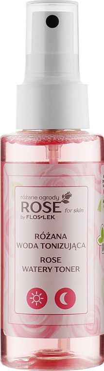 Натуральная розовая тонизирующая вода для лица, шеи и декольте - Floslek — фото N1