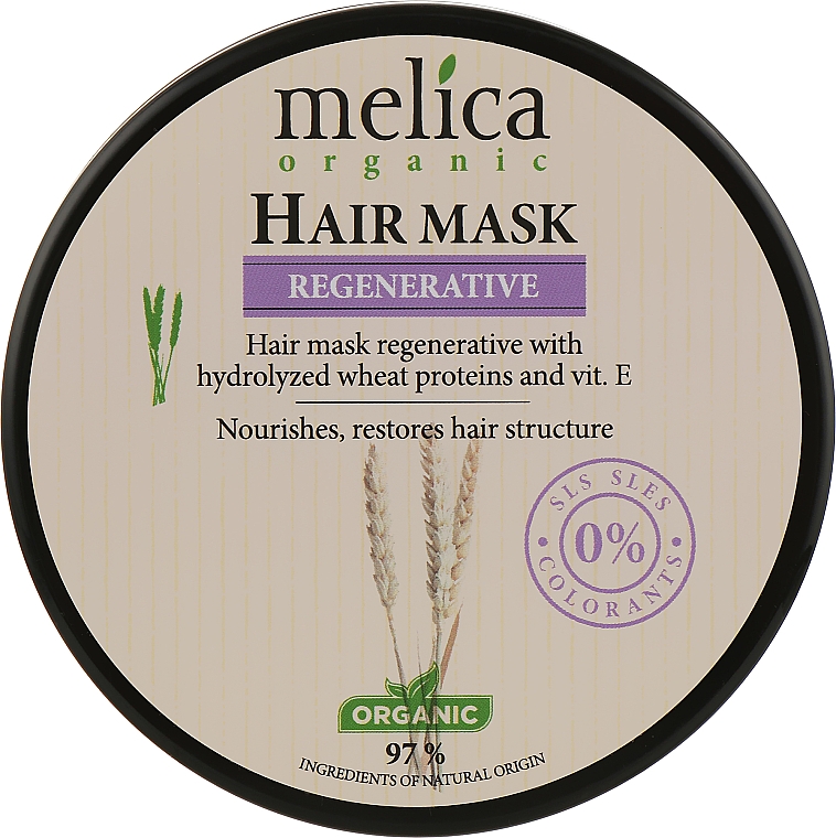 Восстанавливающая маска для волос с протеинами пшеницы и витамином E - Melica Organic Regenerative Hair Mask