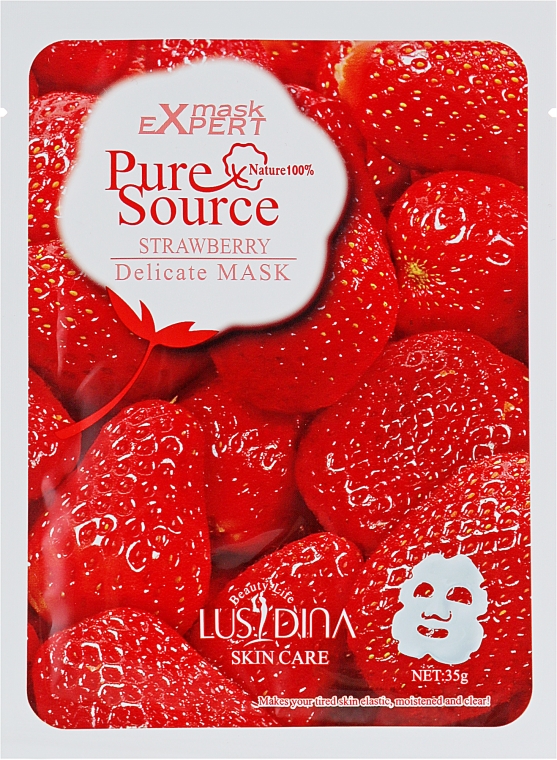 Тканевая маска для лица с экстрактом клубники - Dizao Lusidina Pure Source Strawberry Delicate Mask