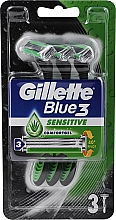 Набір одноразових станків для гоління, чорно-зелені - Gillette Blue 3 Sensitive — фото N1