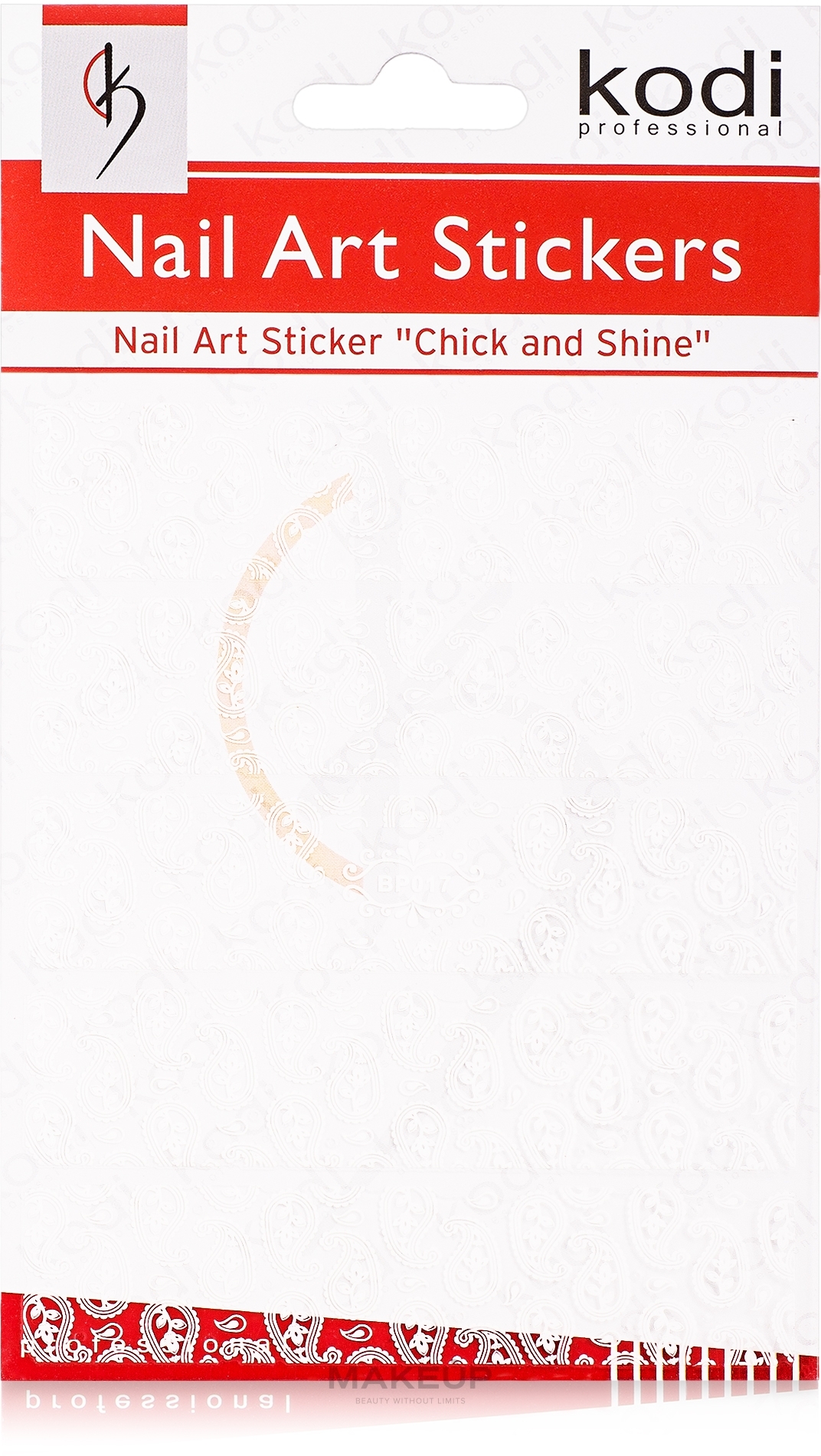 УЦІНКА Наклейка для дизайну нігтів - Kodi Professional Nail Art Stickers BP017 * — фото White
