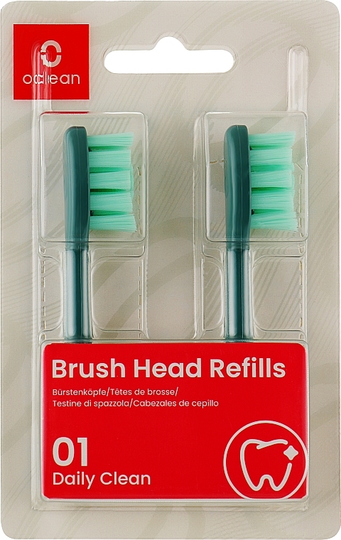 Насадки для электрической зубной щетки Standard Clean Soft, 2 шт., зеленые - Oclean Brush Heads Refills — фото N1