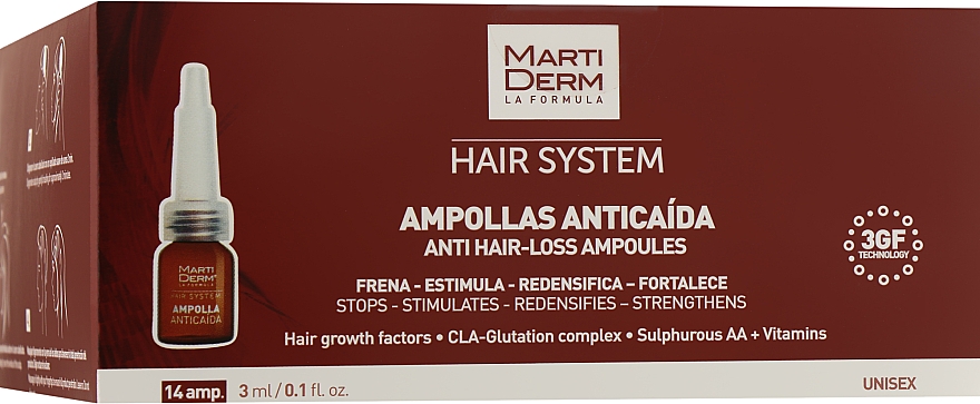 Ампули від випадання волосся - Martiderm Hair System Anti Hair-loss Ampoules