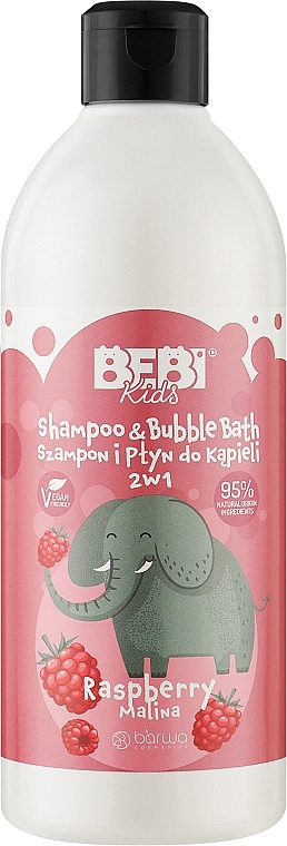 Шампунь и пена для ванны для детей 2в1 "Малина" - Barwa Bebi Kids Shampoo — фото N1