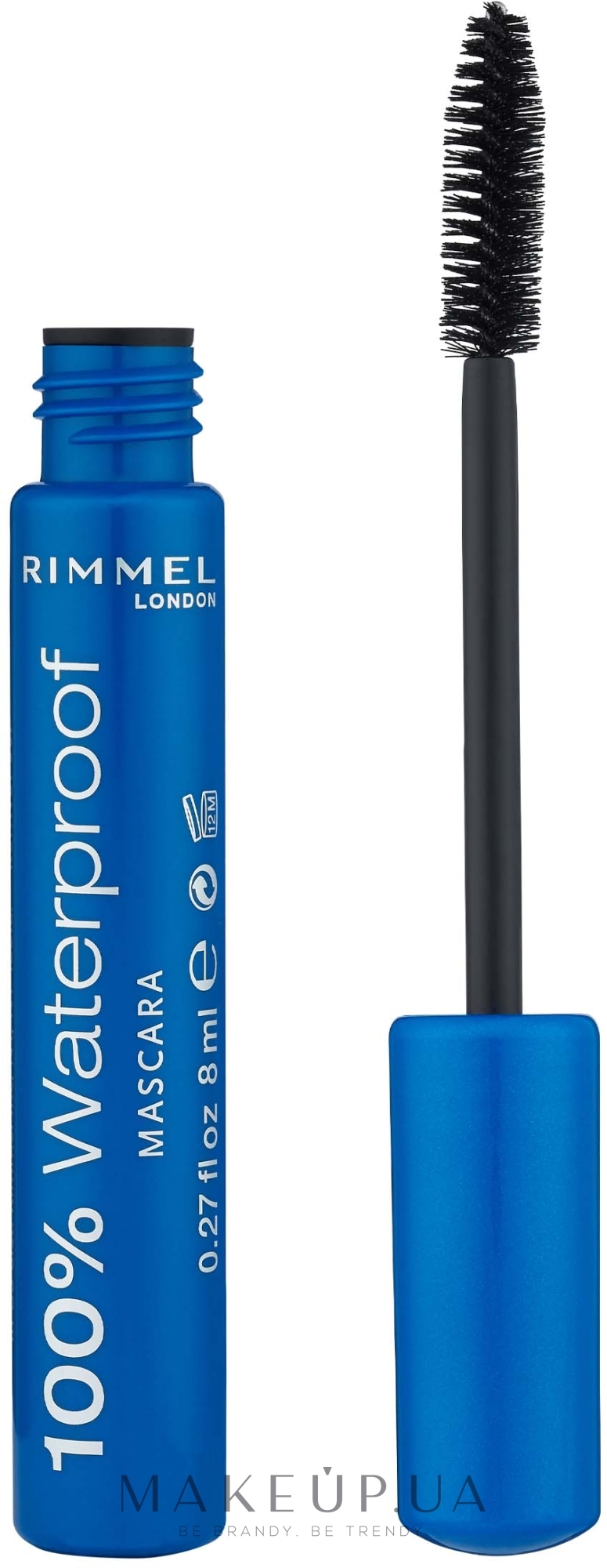 Водостойкая тушь для ресниц - Rimmel 100% Waterproof Mascara — фото Black Black