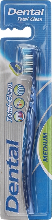 Зубная щетка "Total Clean", средняя, сине-васильковая - Dental Toothbrus — фото N1