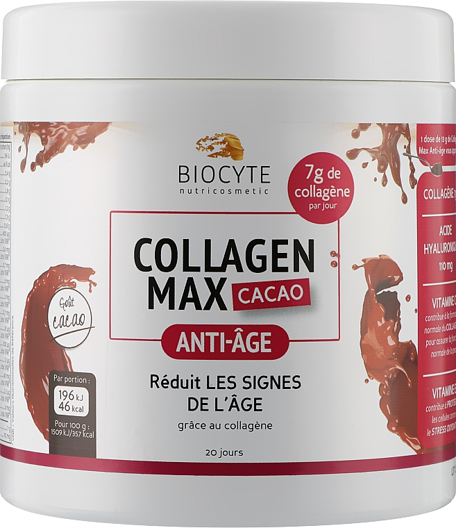 Biocyte на основе коллагена с витаминами, минералами и гиалуроновой кислотой (растворимый порошок, вкус какао) - Biocyte Collagen Max Cacao — фото N1
