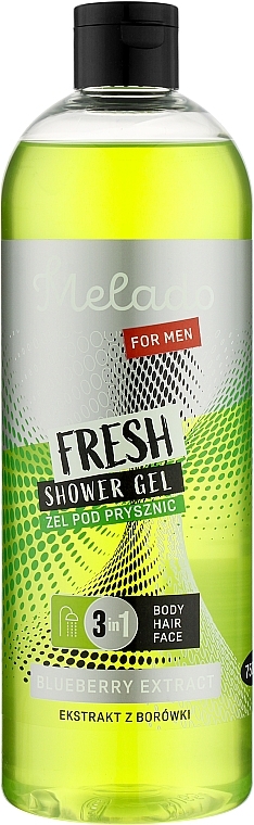 Гель для душа мужской 3в1 с экстрактом черники - Natigo Melado For Men Fresh 3in1 Shower Gel — фото N1