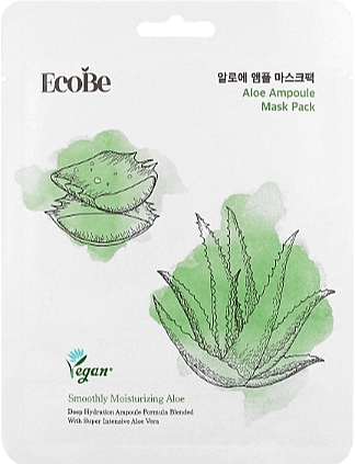Ампульна маска для лица с алое - Eco Be Aloe Ampoule Mask Pack — фото N1